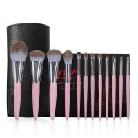 HZM 12 Pcs custom Pink luxury private label  makeup brush set wholesale professional cute brushes with bag box packaging