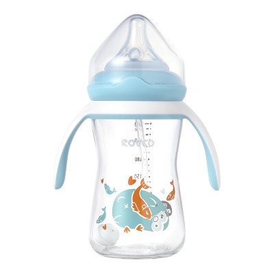 Customized High quality Borosilicate Glass BPA free Baby Feeding Bottles Food Grade baby breast milk bottle Manufacturer